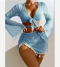 New Tassel 4- Piece Bikini with Top, Skirt