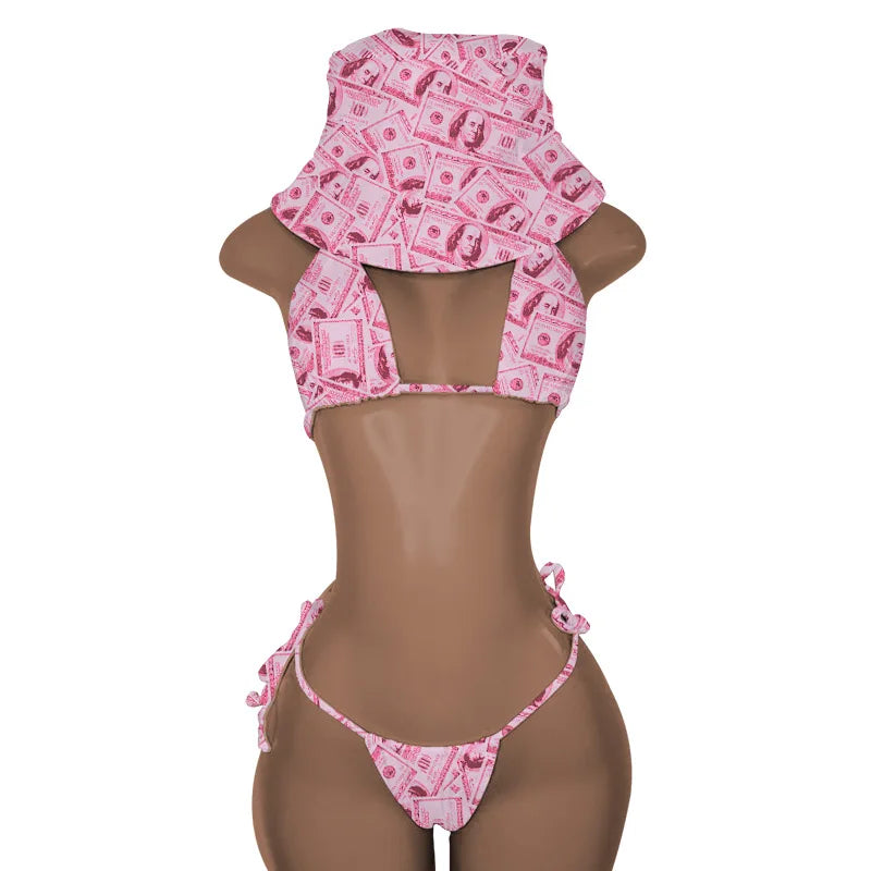New Push up Bikini Set with Matching Bucket Hat