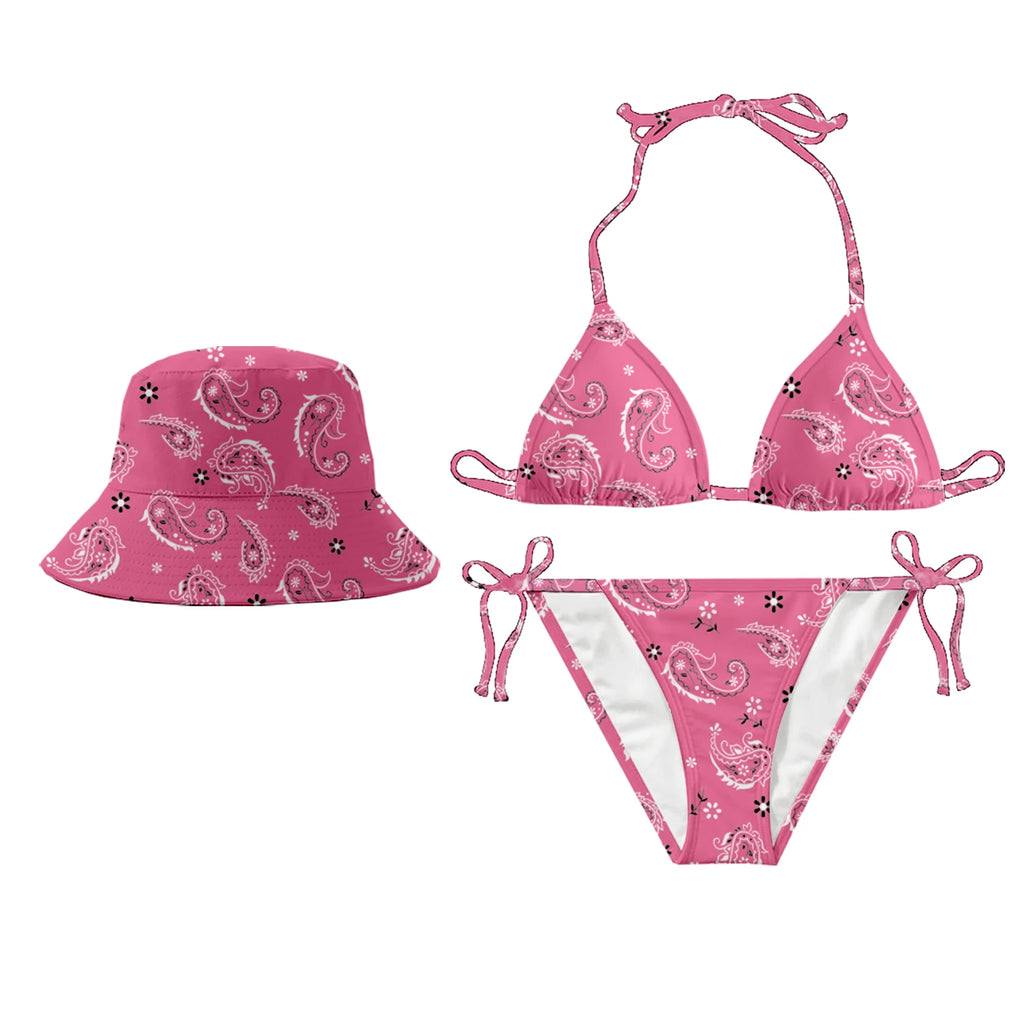 New Push up Bikini Set with Matching Bucket Hat
