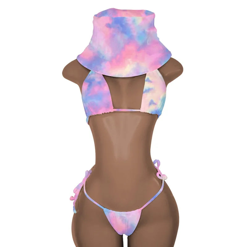 New Push up Bikini Set with Matching Bucket Hat