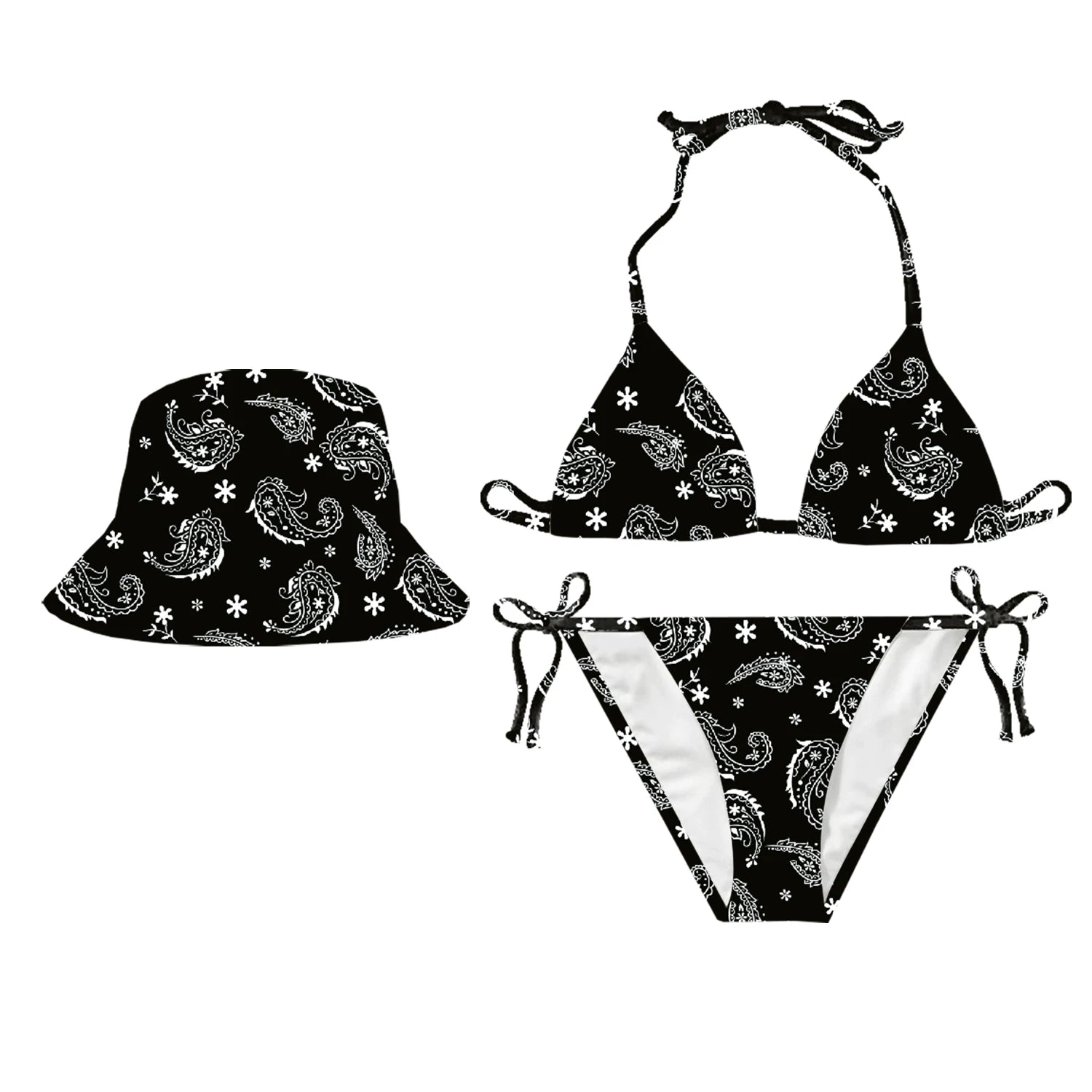 New Push up Bikini Set with Matching Bucket Hat