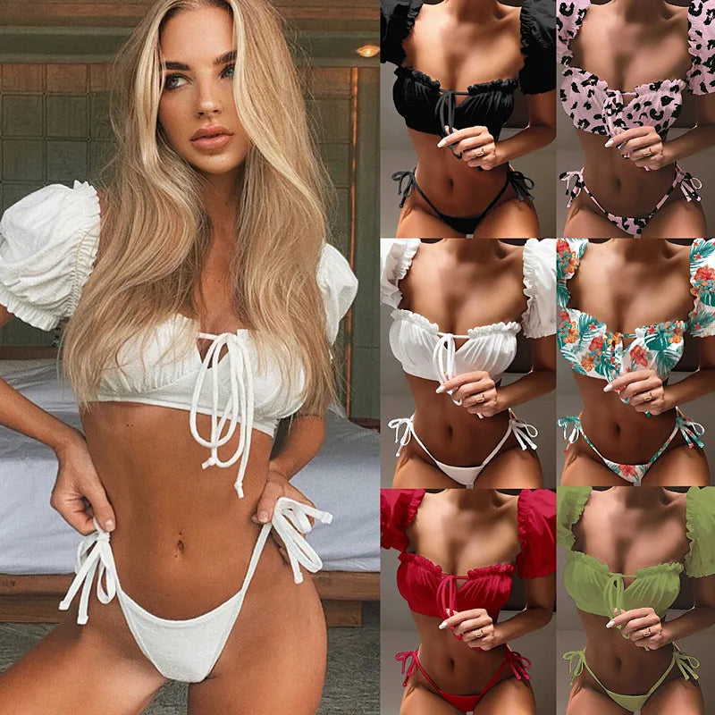 New Bikini Set 2-piece Puff Sleeve