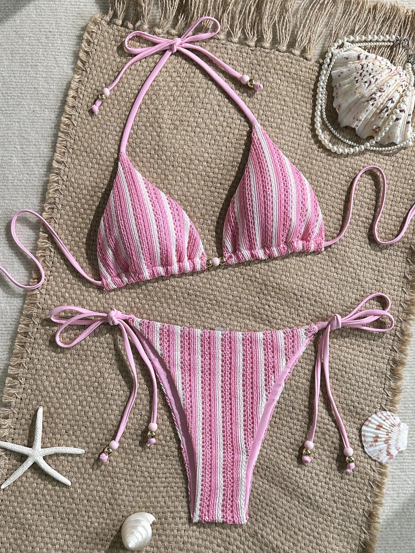 New Solid Knit Two Piece Bikini